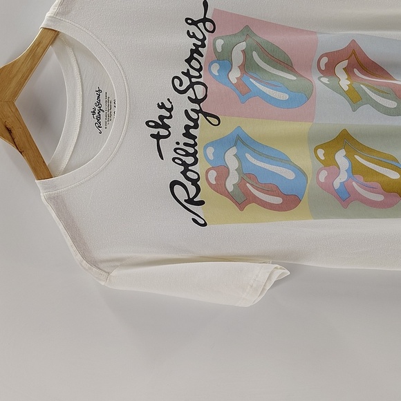 Rolling Stones Graphic Tee Size Medium Ivory Multi Color Graphic Short Sleeve - Picture 2 of 5